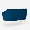 Sofa muszelka 2-osobowa z aksamitu w stylu vintage złote nogi Balos Model