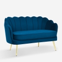 Sofa muszelka 2-osobowa z aksamitu w stylu vintage złote nogi Balos Stan Magazynowy