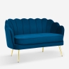 Sofa muszelka 2-osobowa z aksamitu w stylu vintage złote nogi Balos Stan Magazynowy