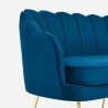 Sofa muszelka 2-osobowa z aksamitu w stylu vintage złote nogi Balos Cechy