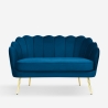Sofa muszelka 2-osobowa z aksamitu w stylu vintage złote nogi Balos Wybór