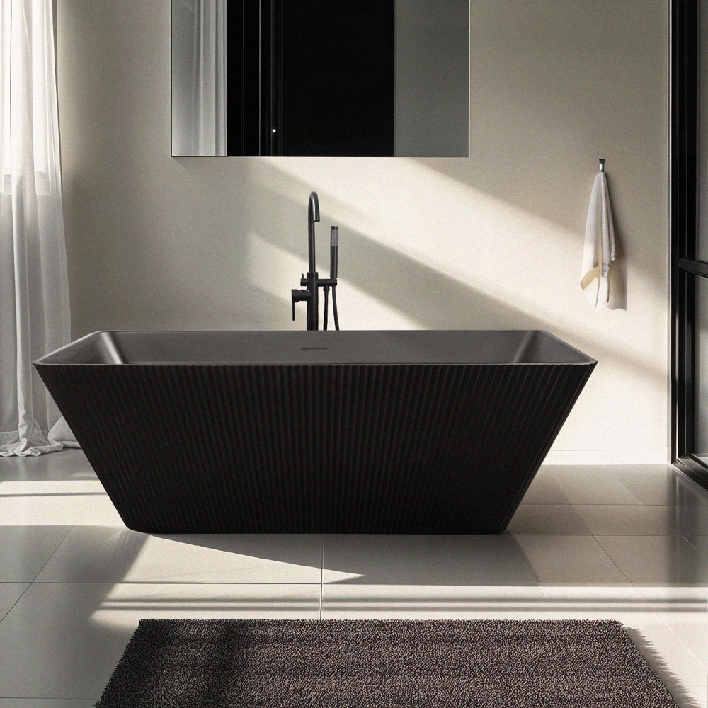 Wanna wolnostojąca czarna 170x75cm ryflowana Arkoi Dark Promocja Wanna wolnostojąca czarna 170x75cm ryflowana Arkoi Dark Promocja