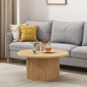 Stolik kawowy z okrągłym, czarnym, ryflowanym blatem z drewna o średnicy 80x45 cm Vaik. Oferta