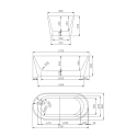 Wolnostojąca czarna wanna podłużna 170x80cm fakturowana Kimolos Dark Katalog