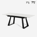 Nowoczesny rozkładany stół do jadalni 160-200x90cm imitacja marmuru Caracas Promocja
