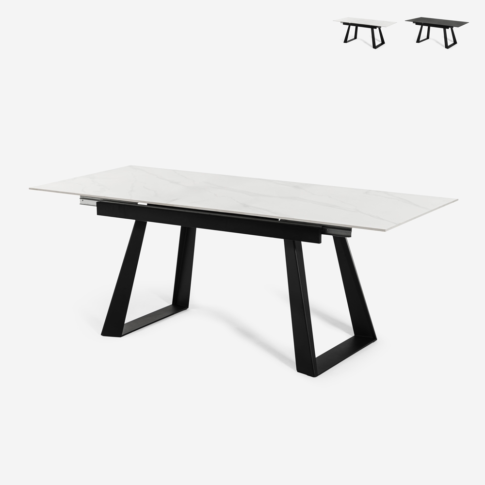 Nowoczesny rozkładany stół do jadalni 160-200x90cm imitacja marmuru Caracas Promocja Nowoczesny rozkładany stół do jadalni 160-200x90cm imitacja marmuru Caracas Promocja