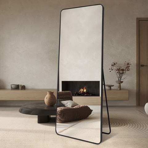 Duże lustro podłogowe ścienne 180x80cm, nowoczesne, czarne Arsen-B Promocja