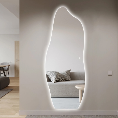 Lustro ścienne podświetlane nowoczesne nieregularne 170x65cm Kerti Promocja