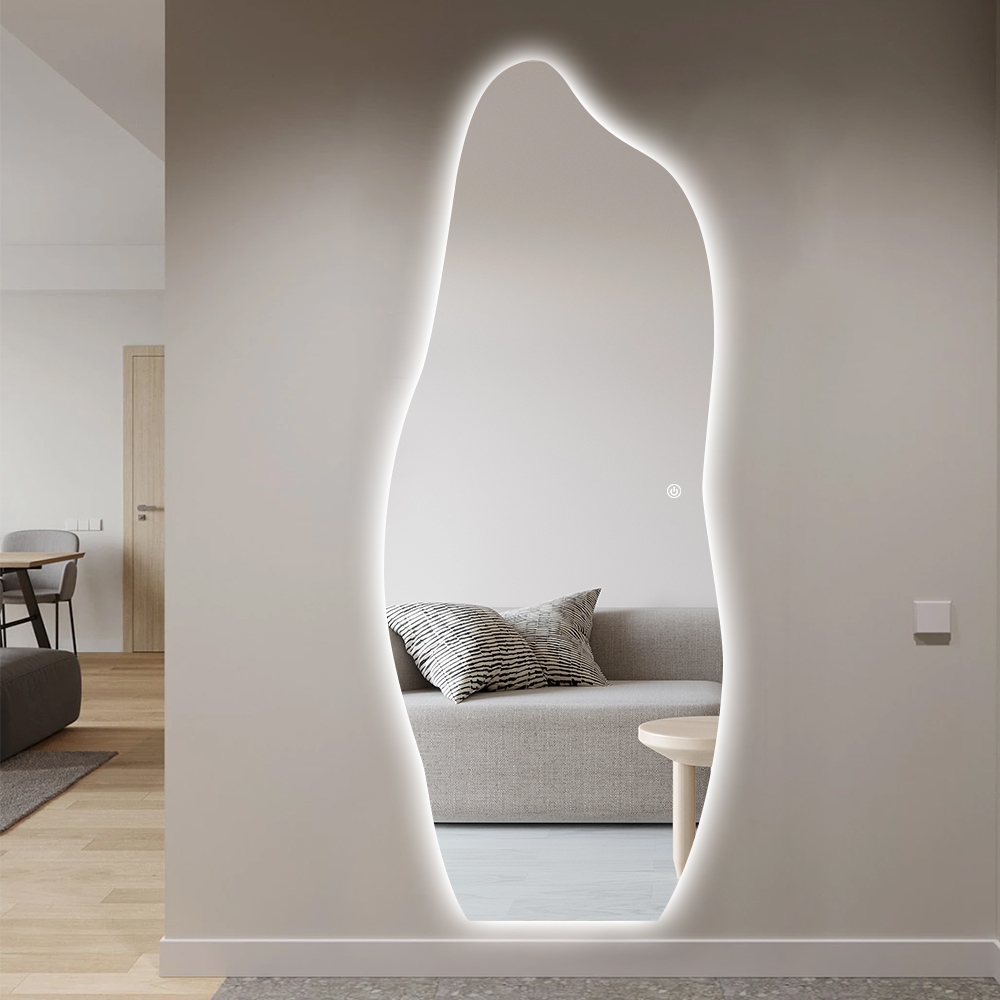 Lustro ścienne podświetlane nowoczesne nieregularne 170x65cm Kerti Promocja Lustro ścienne podświetlane nowoczesne nieregularne 170x65cm Kerti Promocja