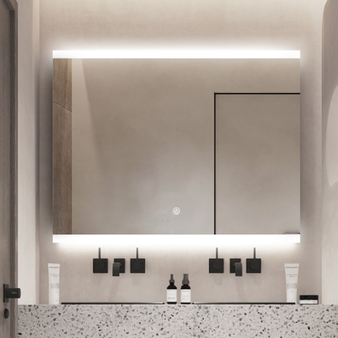 Lustro łazienkowe z podświetleniem LED 90x70cm z funkcją zapobiegającą parowaniu Krona L Promocja