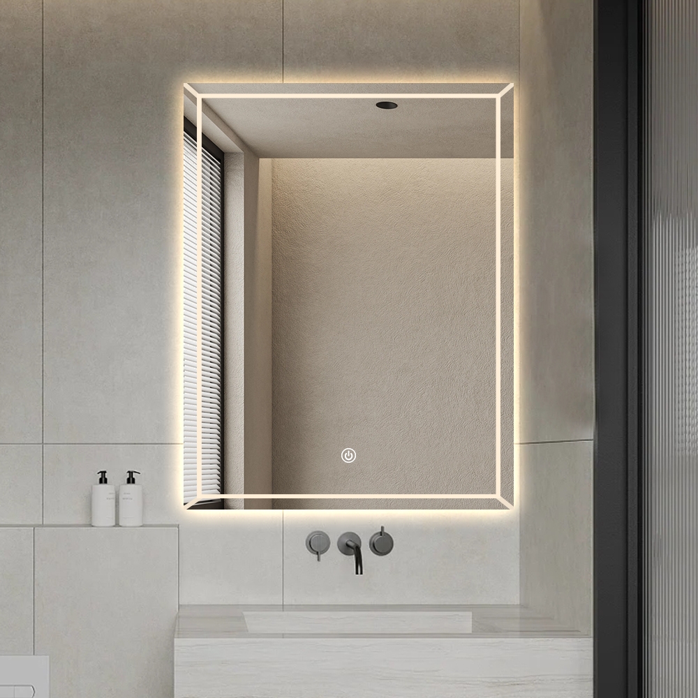 Lustro łazienkowe z podświetleniem LED 60x80cm z funkcją zapobiegającą parowaniu Vindur L Promocja Lustro łazienkowe z podświetleniem LED 60x80cm z funkcją zapobiegającą parowaniu Vindur L Promocja