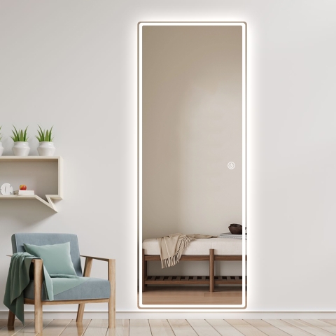Lustro LED na ścianę prostokątne 170x65cm podświetlane Trefil. Promocja