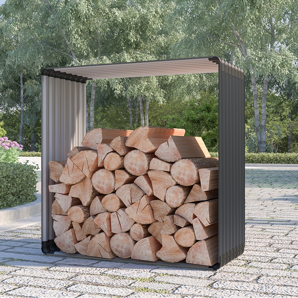 Drewutnia do ogrodu z metalu 110x52x110cm Livigno Promocja Drewutnia do ogrodu z metalu 110x52x110cm Livigno Promocja
