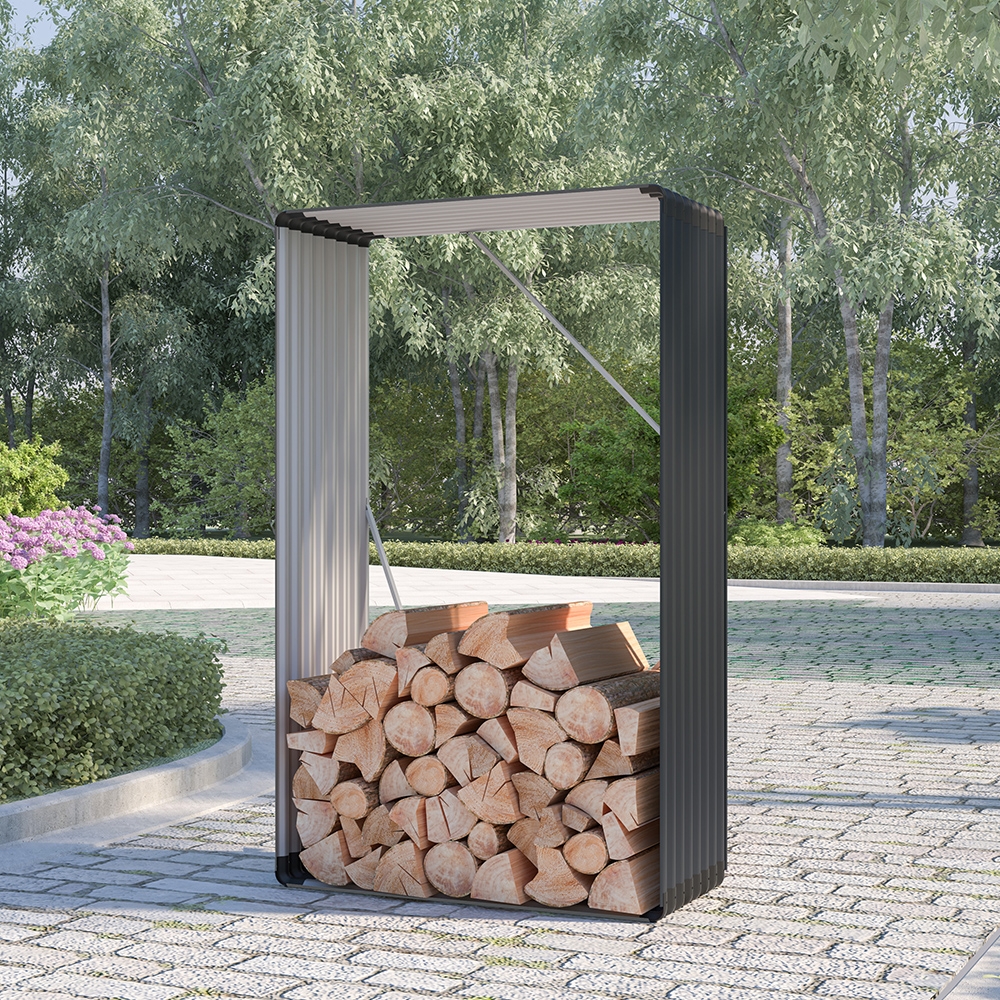Drewutnia metalowa zewnętrzna do ogrodu 110x52x180cm Courmayeur Promocja Drewutnia metalowa zewnętrzna do ogrodu 110x52x180cm Courmayeur Promocja