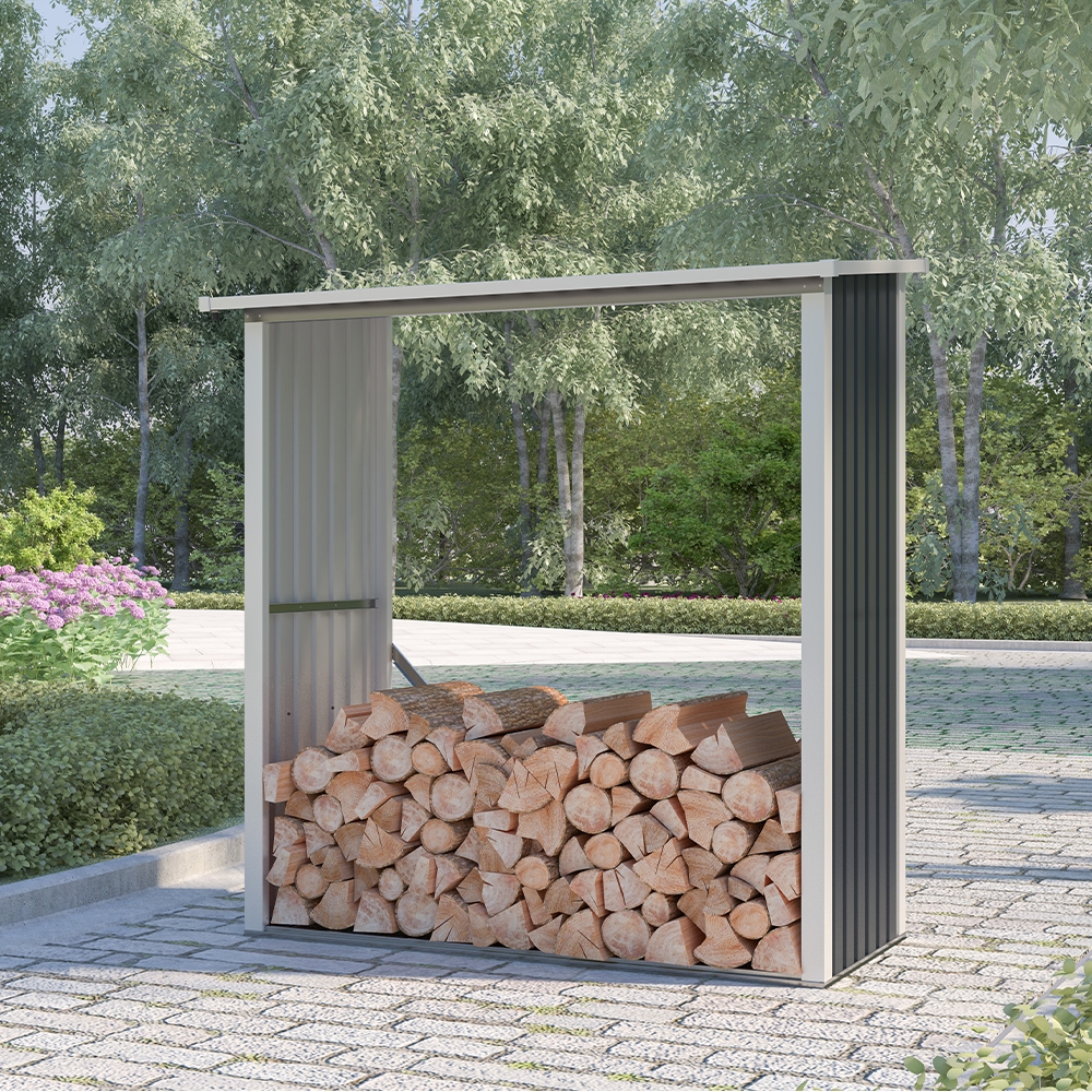 Drewutnia zewnętrzna z metalu do ogrodu 182x89x190cm Vipiteno Promocja