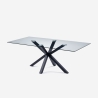 Nowoczesny stół designerski z krzyżowymi nogami czarny z szkła 200x100cm Laka Sprzedaż