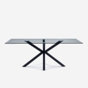 Nowoczesny stół designerski z krzyżowymi nogami czarny z szkła 200x100cm Laka Promocja