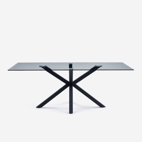 Nowoczesny stół designerski z krzyżowymi nogami czarny z szkła 200x100cm Laka Promocja