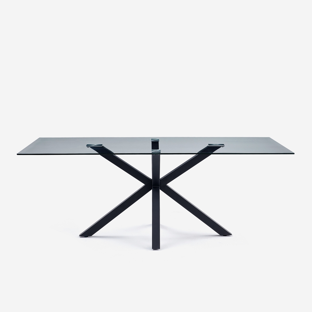 Nowoczesny stół designerski z krzyżowymi nogami czarny z szkła 200x100cm Laka Promocja Nowoczesny stół designerski z krzyżowymi nogami czarny z szkła 200x100cm Laka Promocja