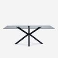 Nowoczesny stół designerski z krzyżowymi nogami czarny z szkła 200x100cm Laka Promocja