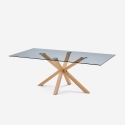 Designerski stół szkło i drewno 200x100cm z krzyżującymi się nogami Horo Sprzedaż