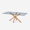 Designerski stół szkło i drewno 200x100cm z krzyżującymi się nogami Horo Sprzedaż