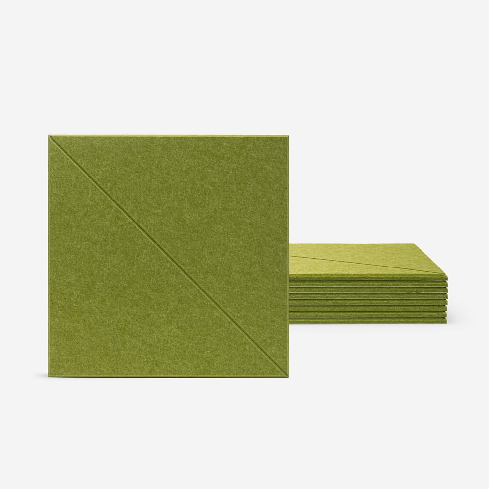 Zestaw 8 zielonych paneli dźwiękochłonnych 60x60cm dekoracyjnych na ścianę Toon-V Promocja Zestaw 8 zielonych paneli dźwiękochłonnych 60x60cm dekoracyjnych na ścianę Toon-V Promocja