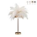 Lampa stołowa z abażurem z piór i 2 punktami świetlnymi Palm S Promocja