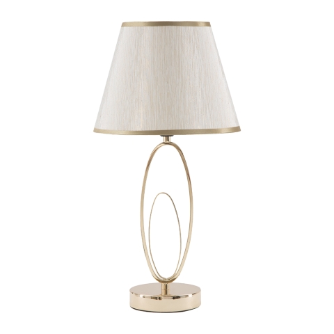 Elegancka lampka stołowa z złotą podstawą i beżowym kloszem Flush S Promocja