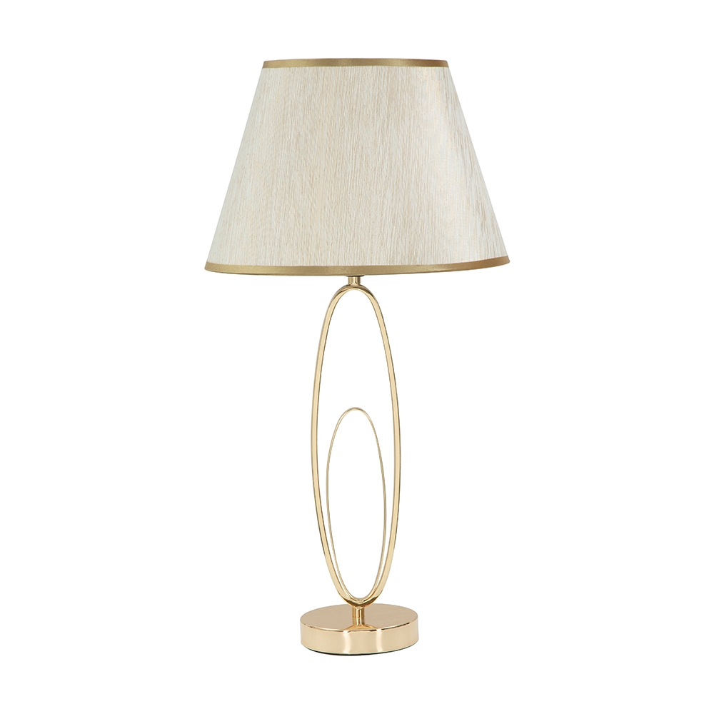 Elegancka lampa stołowa z złotą podstawą i beżowym abażurem Flush M Promocja Elegancka lampa stołowa z złotą podstawą i beżowym abażurem Flush M Promocja