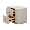 Elegancka szafka nocna z 2 szufladami i złotymi detalami 60x40cm Lullaby Oferta