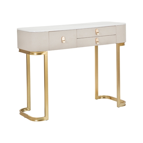 Konsola do przedpokoju z 3 szufladami i złotymi nogami 100x40cm Glamour Promocja
