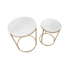 Zestaw 2 stolików okrągłych do salonu glamour złoty metal i marmur Simply Oferta