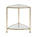 Stolik nocny trójkątny, 2 półki, złoty metal i szkło Triangle S Oferta