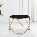 Nowoczesny okrągły stolik kawowy 60 cm złoty metal i czarne szkło Ring Sprzedaż
