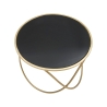Nowoczesny okrągły stolik kawowy 60 cm złoty metal i czarne szkło Ring Sprzedaż