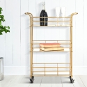 Wózek barowy złoty z prostokątnymi półkami z lustrzanego szkła Glammy Oferta