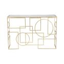 Konsola wejściowa prostokątna z metalu złotego 120x41cm z lustrzanym blatem Marie Oferta