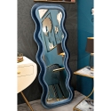 Lustro ścienne lub stojące z falistym wzornictwem w welurze 60x160 cm Emily Oferta
