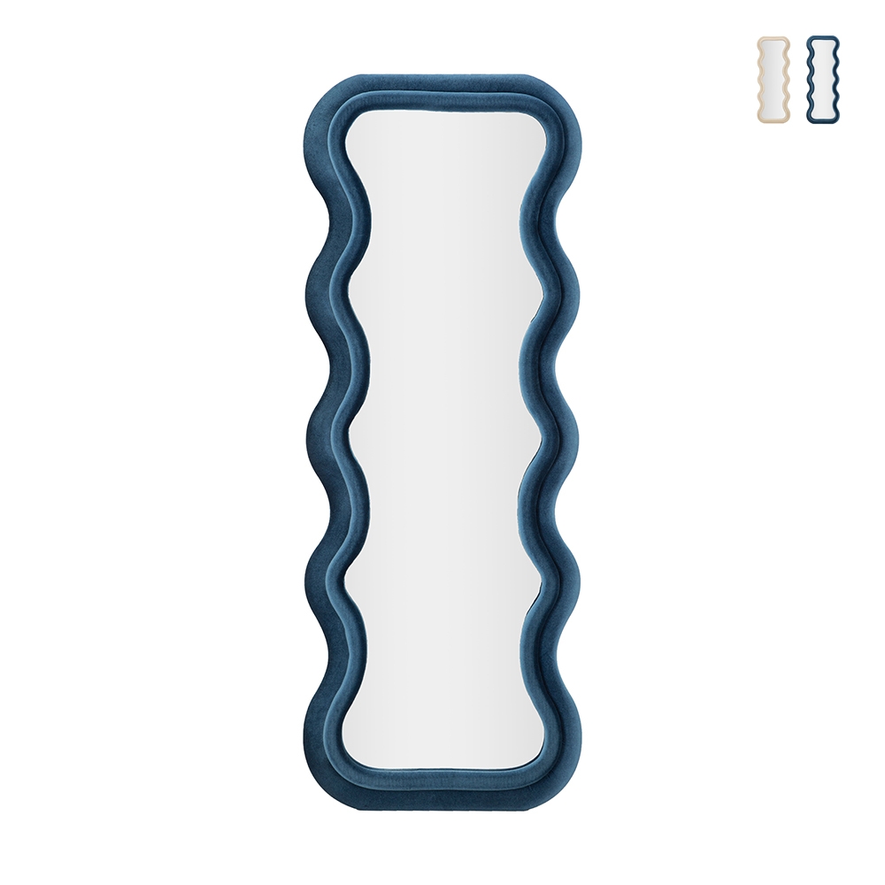 Lustro ścienne lub stojące z falistym wzornictwem w welurze 60x160 cm Emily Promocja Lustro ścienne lub stojące z falistym wzornictwem w welurze 60x160 cm Emily Promocja