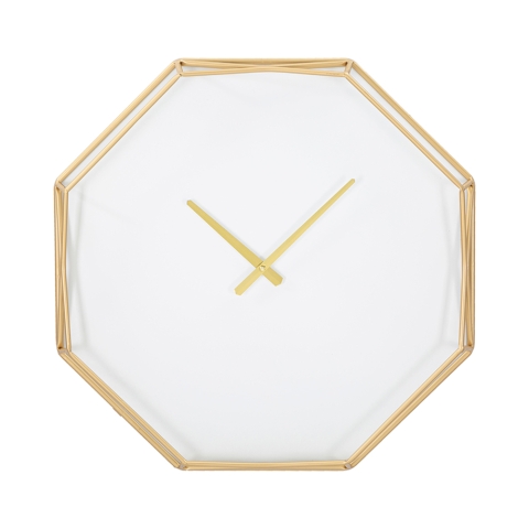 Zegar ścienny w kształcie ośmiokąta, złoty metal Octagonal Promocja