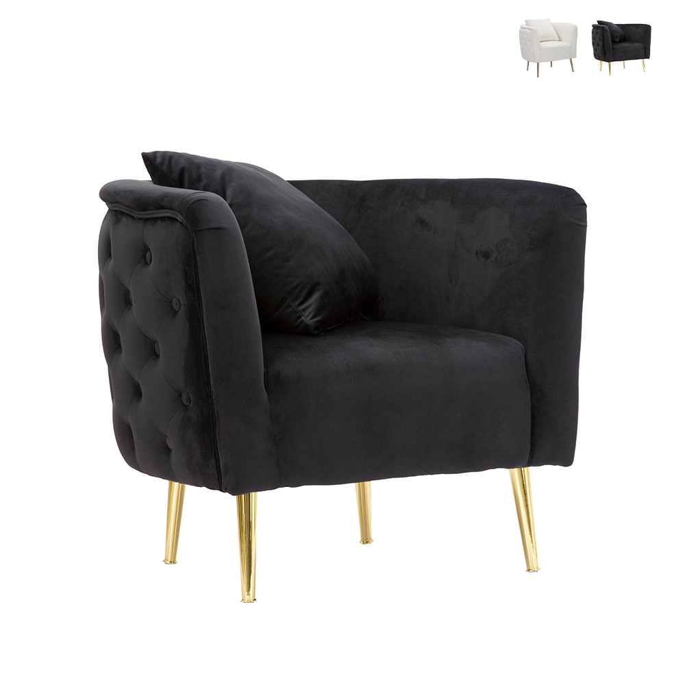 Glamour fotel welurowy z złotymi nóżkami i poduszką Bucarest-P Oferta Glamour fotel welurowy z złotymi nóżkami i poduszką Bucarest-P Oferta