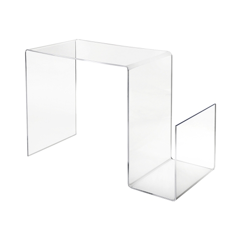 Stolik designerski z przeźroczystego pleksi z miejscem na czasopisma S-Table Promocja