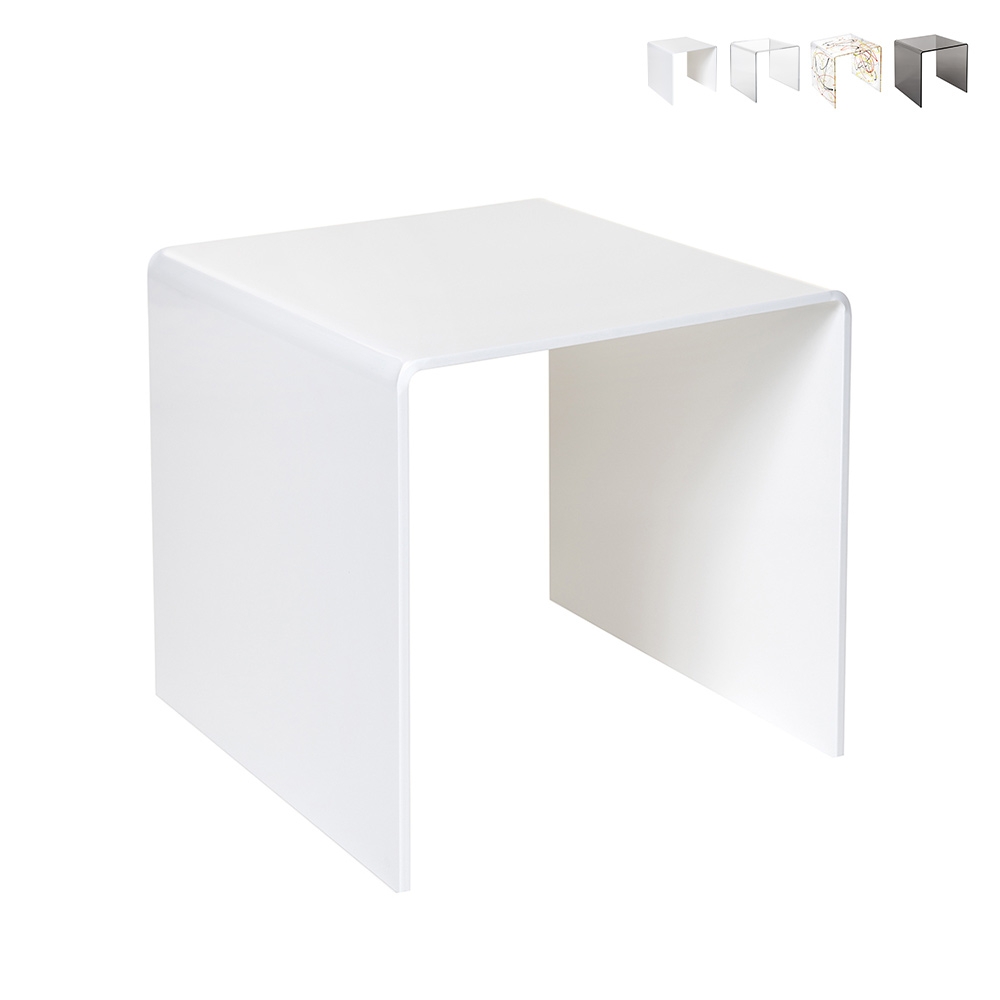 Nowoczesny stolik kawowy z przezroczystego plexi 40x40cm 80'S Small Promocja Nowoczesny stolik kawowy z przezroczystego plexi 40x40cm 80'S Small Promocja