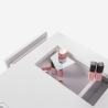 Biały stół do manicure z odsysaczem, 3 szufladami i złotymi nogami Skait Wybór