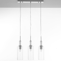 Nowoczesny żyrandol wiszący z 3 przezroczystymi lampami, wysokość 110 cm Tin Rabaty