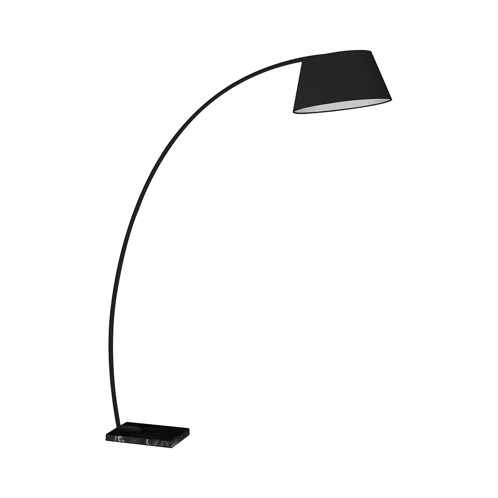 Lampa stojąca łukowa z czarnego metalu z marmurową podstawą wys. 205 cm Stelo Promocja Lampa stojąca łukowa z czarnego metalu z marmurową podstawą wys. 205 cm Stelo Promocja