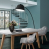 Lampa stojąca łukowa z czarnego metalu z marmurową podstawą wys. 205 cm Stelo Sprzedaż