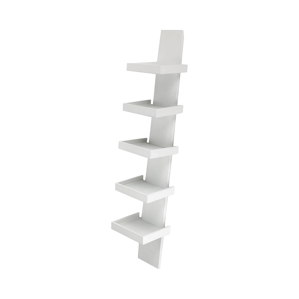 Nowoczesna półka ścienna z 5 półkami h155cm Erie White Promocja Nowoczesna półka ścienna z 5 półkami h155cm Erie White Promocja