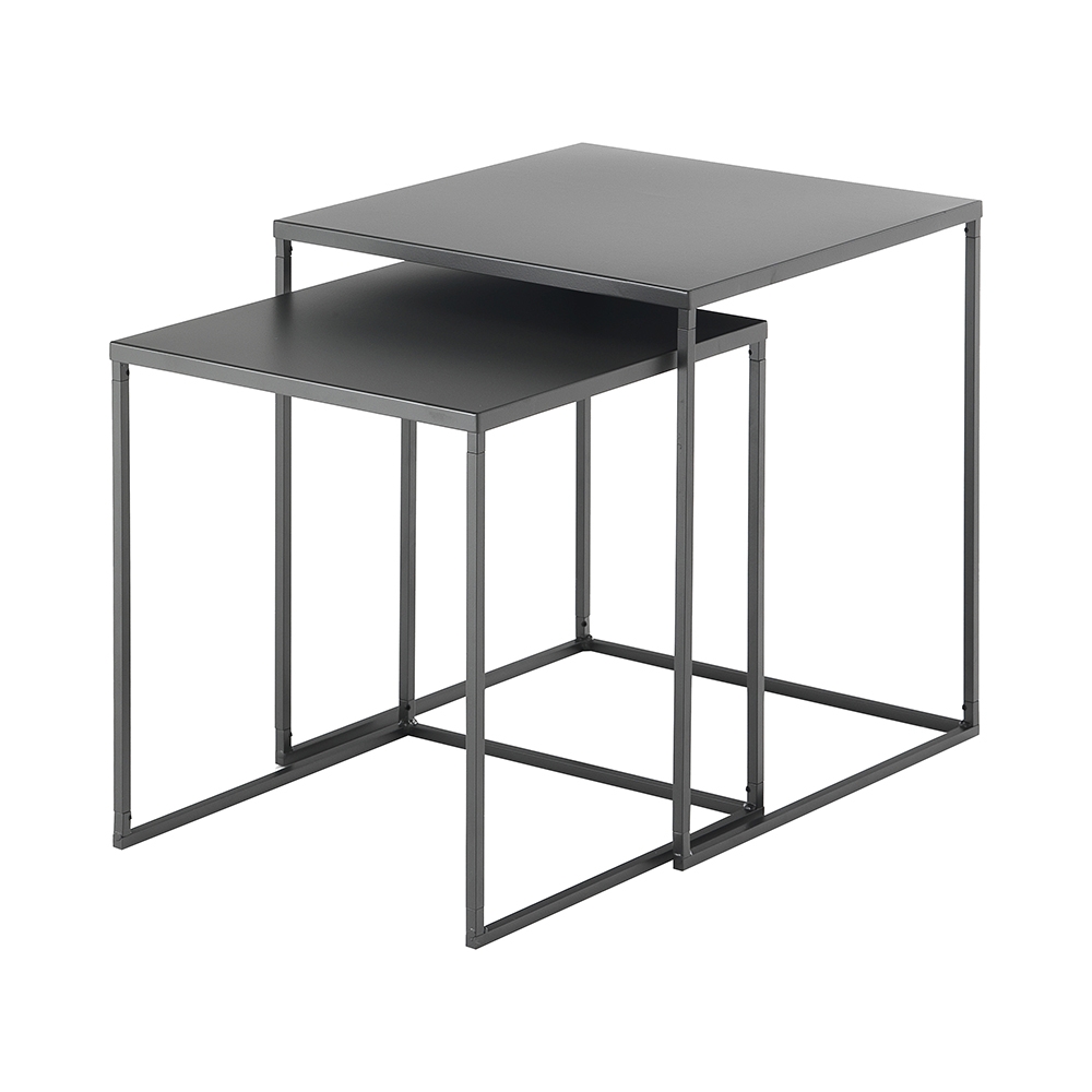 Zestaw 2 stolików kawowych kwadratowych, metalowych, antracytowy szary Omaha Promocja Zestaw 2 stolików kawowych kwadratowych, metalowych, antracytowy szary Omaha Promocja